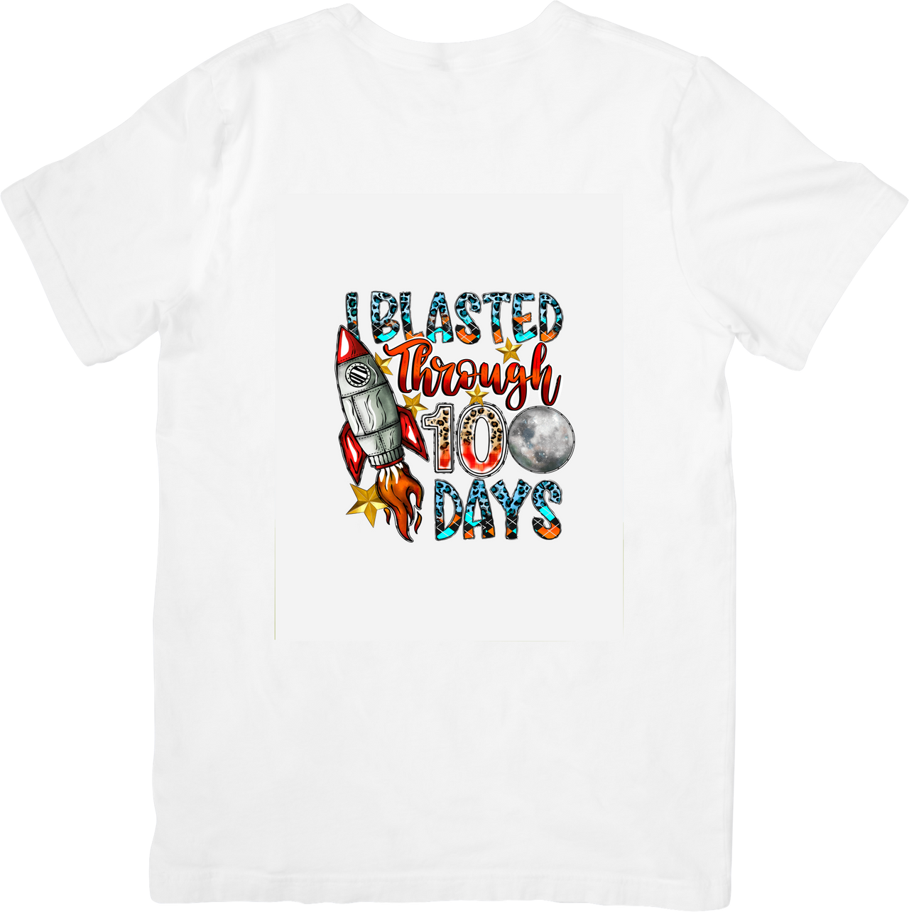 I Blasted Through 100 Days T-Shirt | Retro Space Rocket School Graphic Tee | Kids Gift