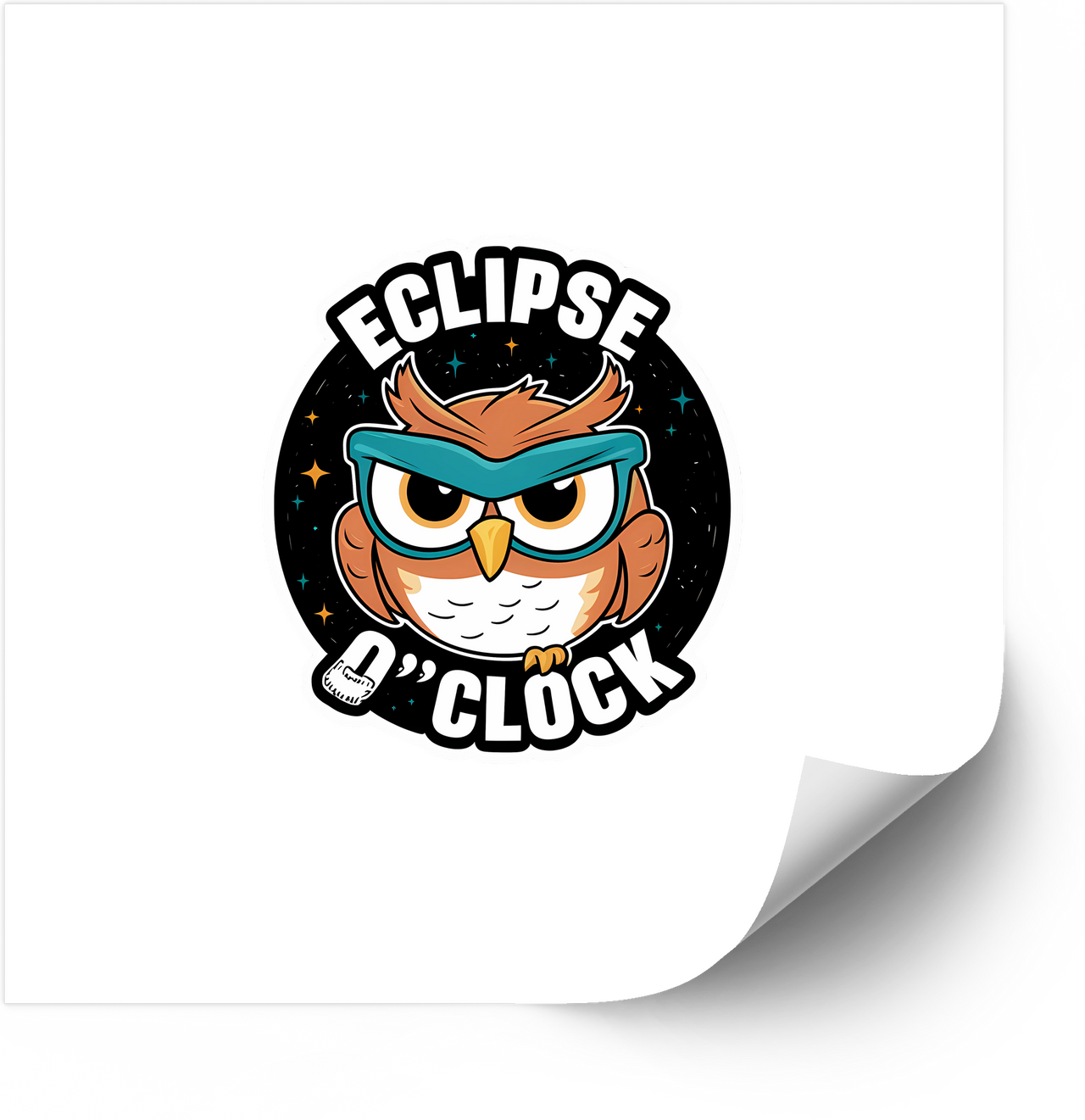 Eclipse O Clock Owl Sticker | Funny Retro Night Owl Vinyl Decal