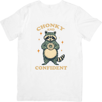 Thumbnail for Chonky And Confident Raccoon T-Shirt | Funny Vintage Animal Graphic Tee