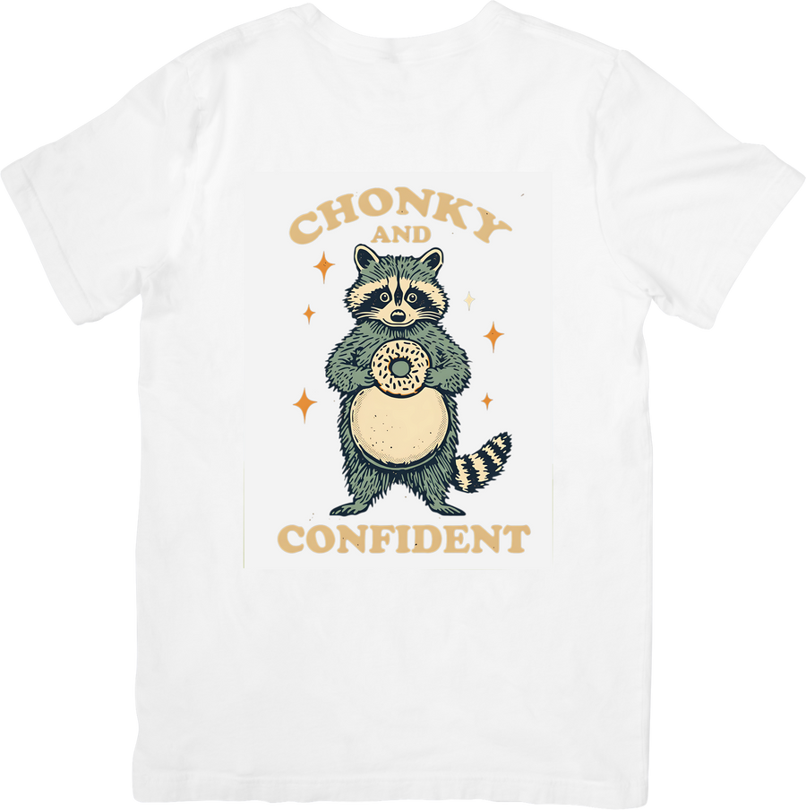 Chonky And Confident Raccoon T-Shirt | Funny Vintage Animal Graphic Tee