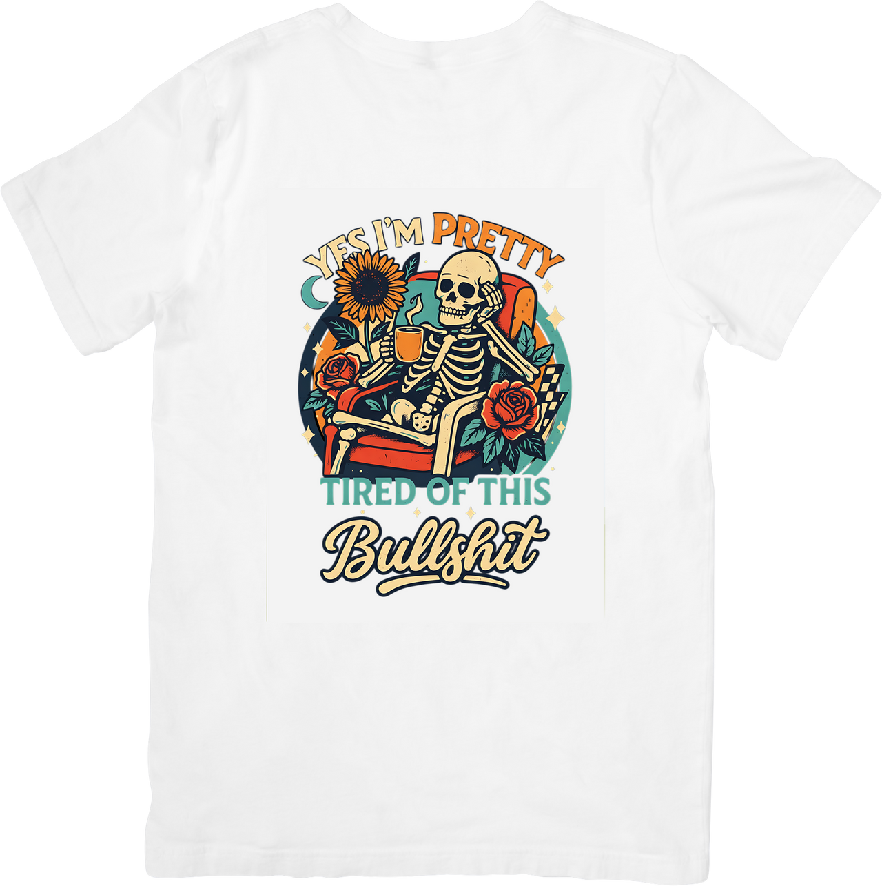 Pretty Tired Of This Skeleton T-Shirt | Retro Boho Funny Graphic Tee