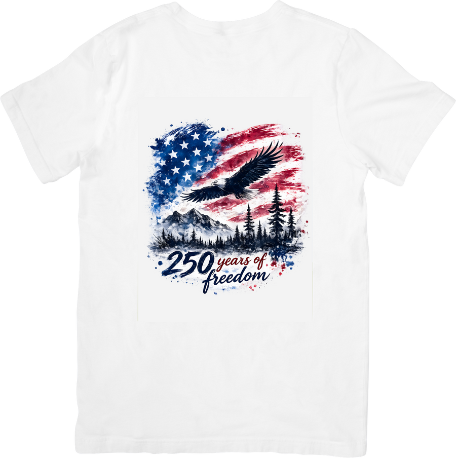 250 Years Of Freedom Eagle T-Shirt | Patriotic American Anniversary Graphic Tee | Fourth Of July Gift