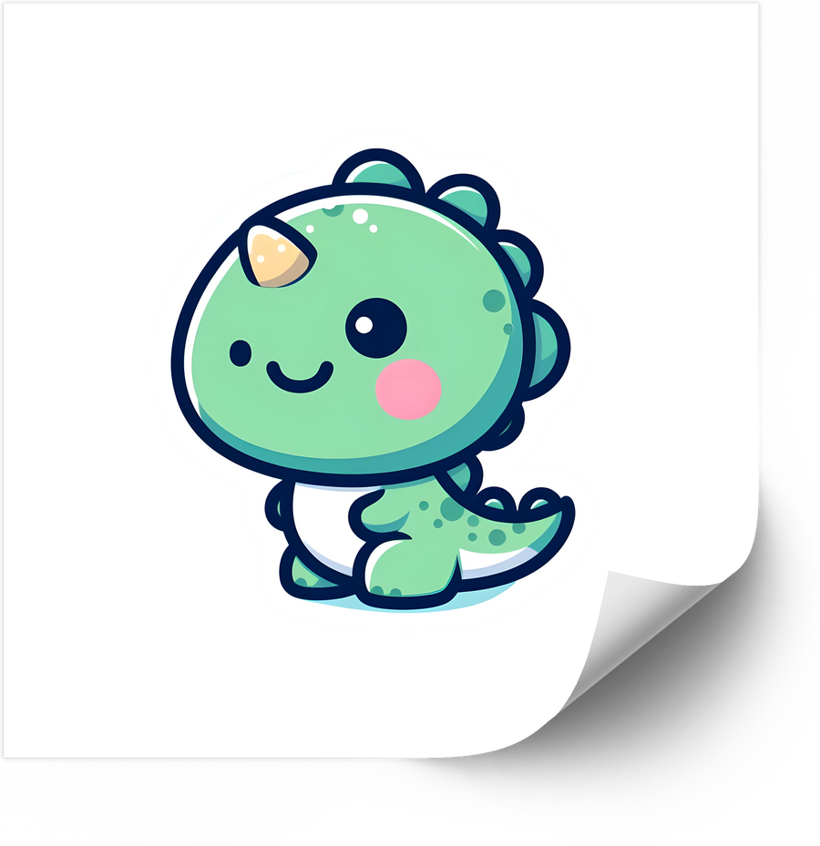 Baby Dinosaur Sticker | Kawaii Cute Green Dino Vinyl Decal