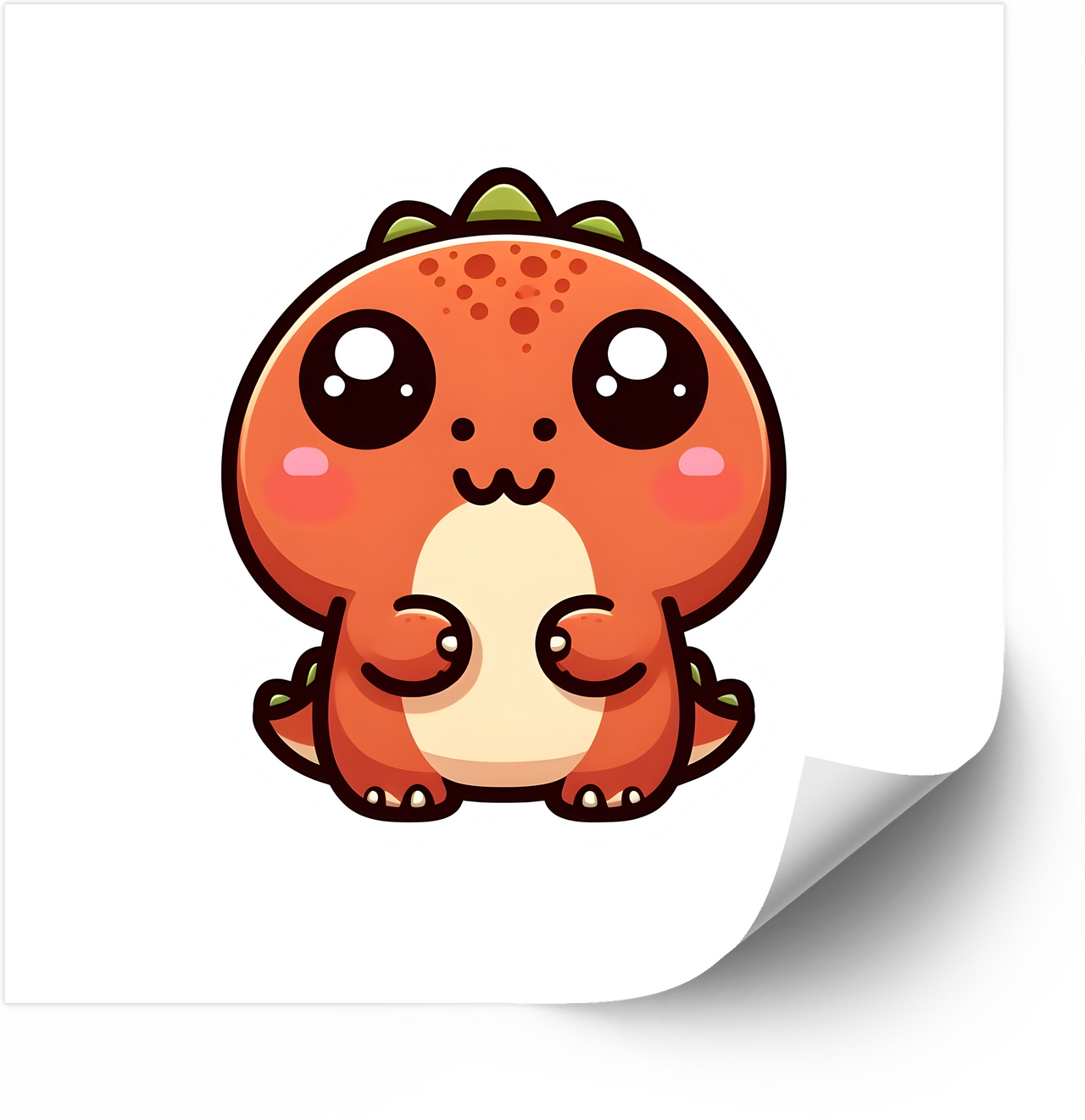 Baby Orange Dinosaur Sticker | Kawaii Cute Dino Vinyl Decal