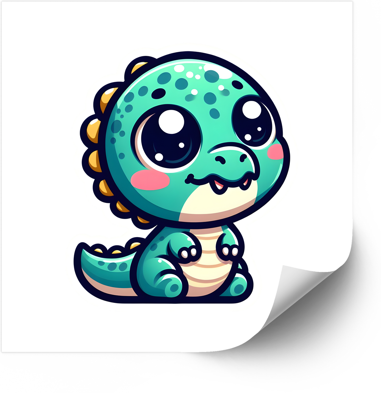 Baby Dinosaur Sticker | Kawaii Cute Teal Dino Vinyl Decal