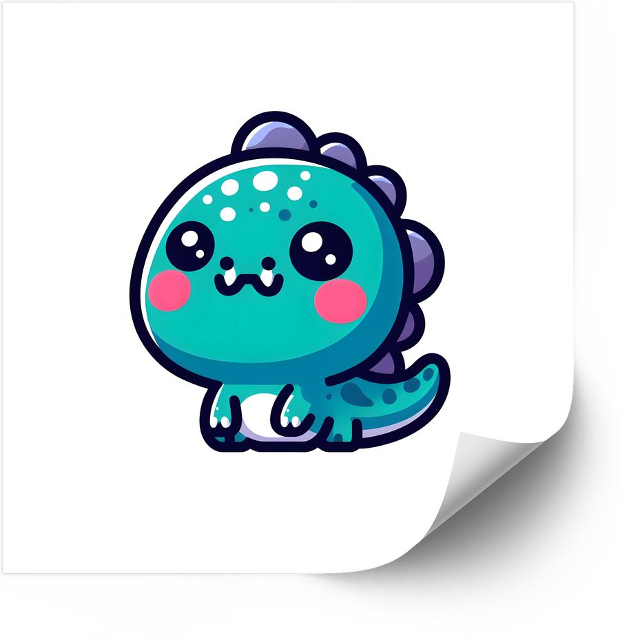 Baby Dinosaur Sticker | Kawaii Cute Teal Purple Dino Vinyl Decal