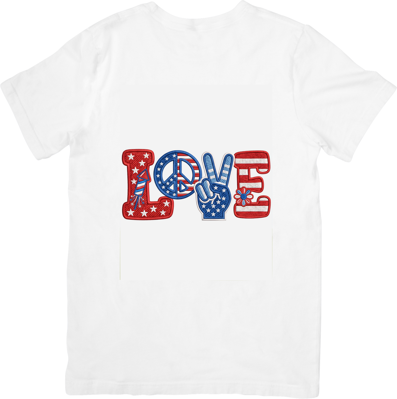Love Peace Sign T-Shirt | Patriotic American Flag Fourth Of July Graphic Tee