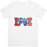Thumbnail for Love Peace Sign T-Shirt | Patriotic American Flag Fourth Of July Graphic Tee