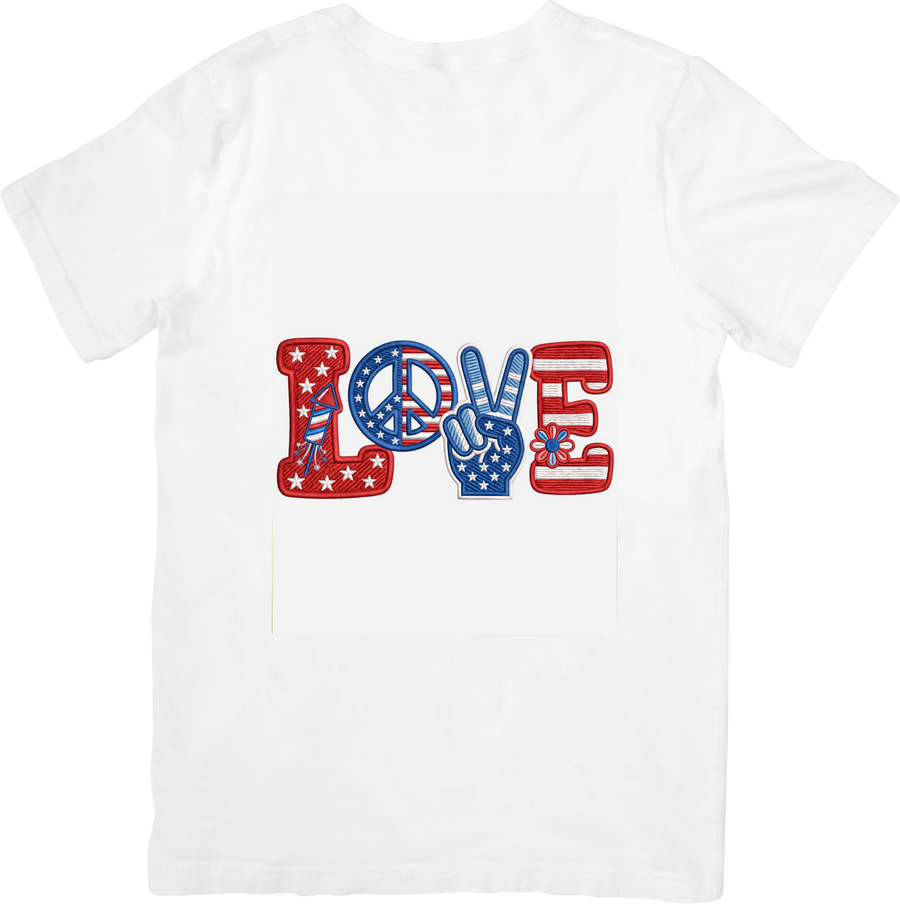 Love Peace Sign T-Shirt | Patriotic American Flag Fourth Of July Graphic Tee