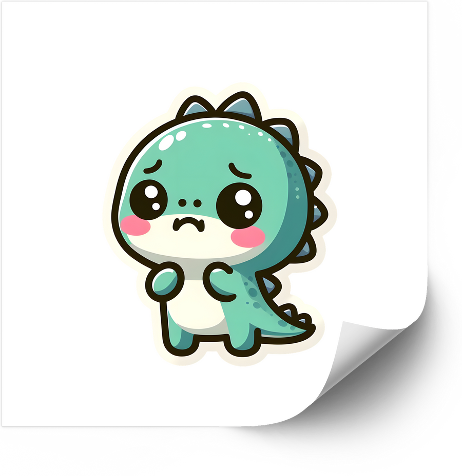 Sad Baby Dinosaur Sticker | Kawaii Cute Crying Dino Vinyl Decal