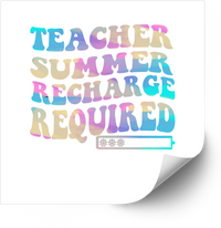 Thumbnail for Teacher Summer Recharge Required Sticker | Funny Y2K End Of School Vinyl Decal
