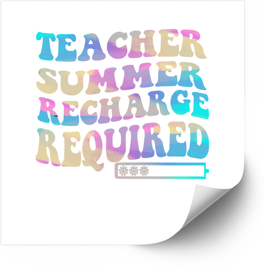 Teacher Summer Recharge Required Sticker | Funny Y2K End Of School Vinyl Decal