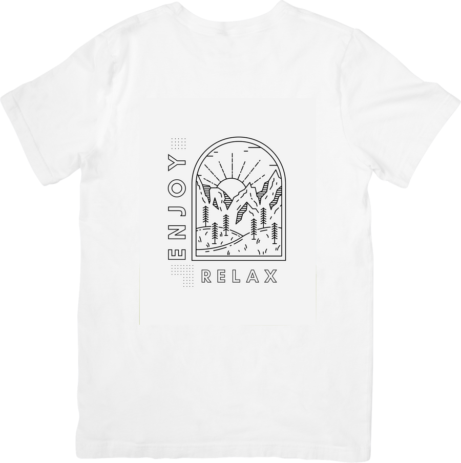 Enjoy Relax Mountain T-Shirt | Minimalist Outdoor Nature Graphic Tee