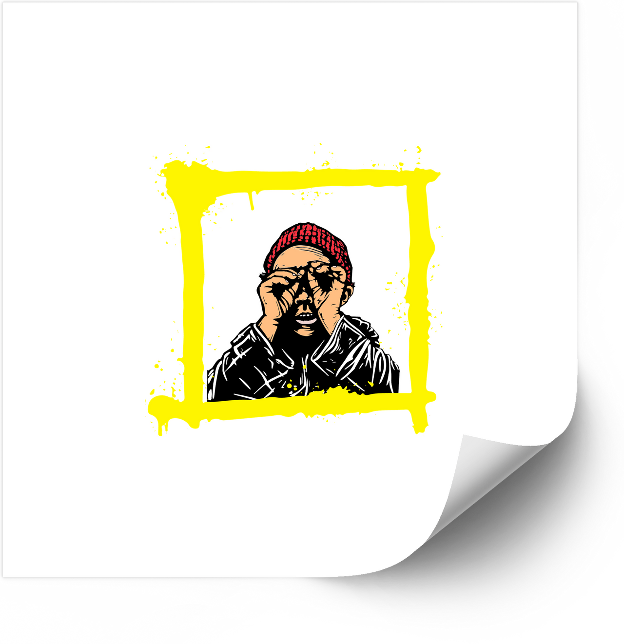 Street Art Man With Binoculars Sticker | Urban Vintage Grunge Vinyl Decal