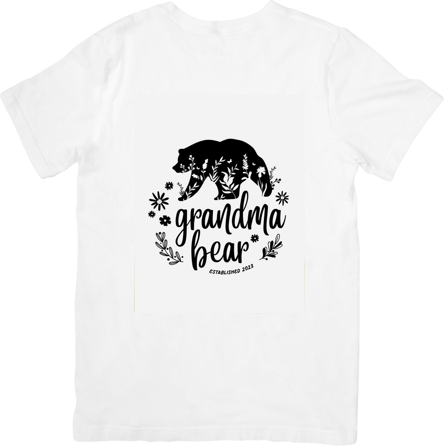 Grandma Bear Established 2023 T-Shirt | Floral Minimalist Grandma Graphic Tee | Grandmother Gift