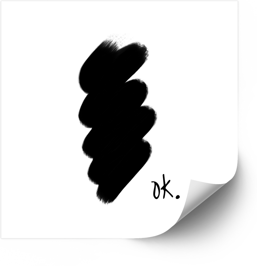 Ok Brushstroke Sticker | Minimalist Abstract Black Ink Vinyl Decal