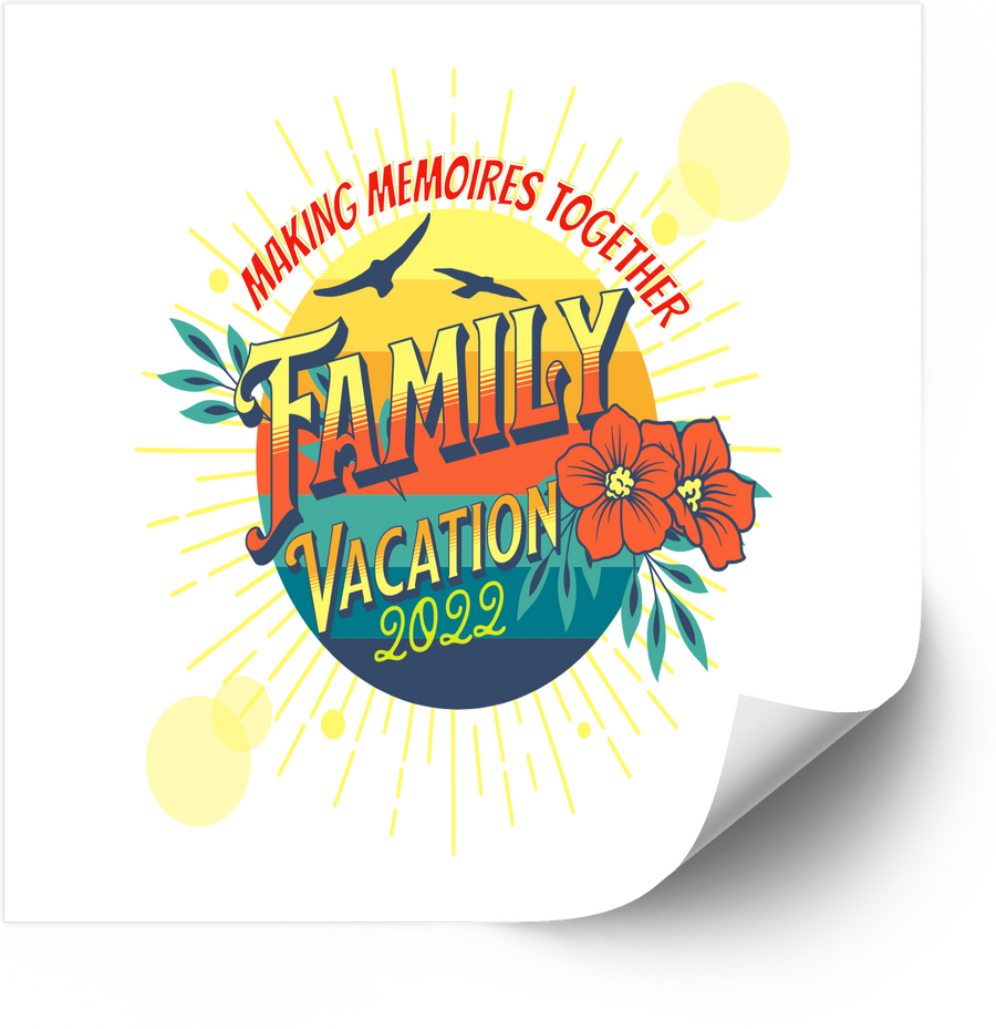 Family Vacation 2022 Making Memories Together Sticker | Retro Tropical Summer Vinyl Decal