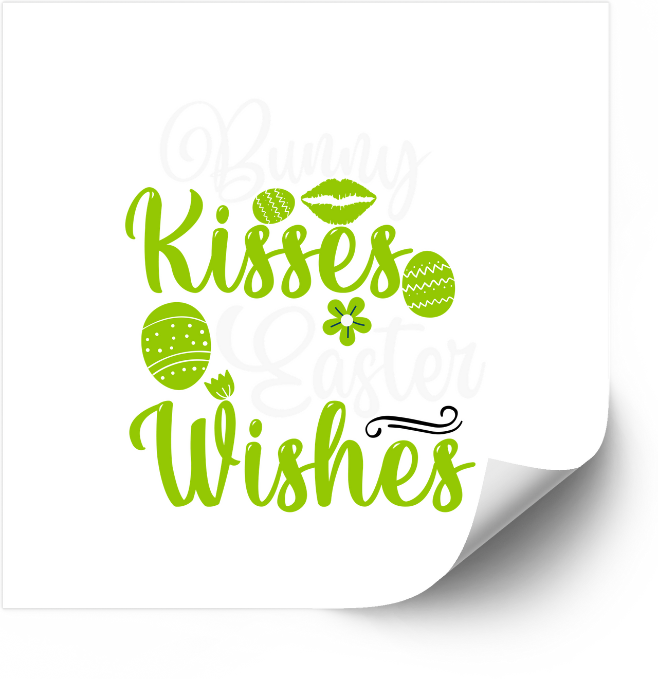 Bunny Kisses Easter Wishes Sticker | Cute Floral Easter Vinyl Decal