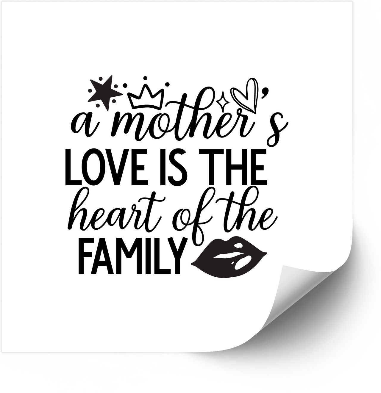 A Mothers Love Is The Heart Of The Family Sticker | Minimalist Quote Vinyl Decal