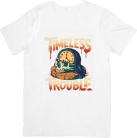 Thumbnail for Timeless Trouble Skull Clock T-Shirt | Retro Vintage Gothic Graphic Tee