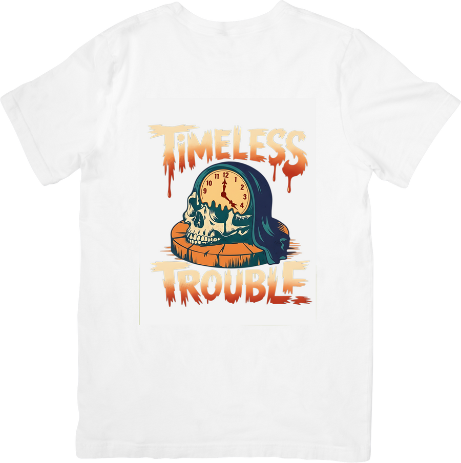 Timeless Trouble Skull Clock T-Shirt | Retro Vintage Gothic Graphic Tee